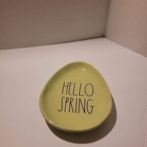 RAE Dunn New Plate Hello Spring Lime Green Plate Nwt